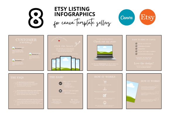 Building a Cohesive Etsy Shop Aesthetic with Beige Listing Infographics