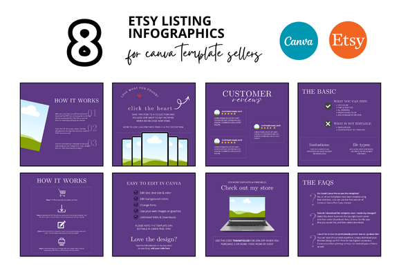 Evaluating 8 Purple Etsy Listing Infographics for Your Digital Shop