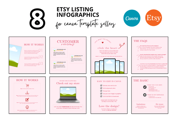 How 8 Pink Etsy Listing Infographics Transform Your Digital Shop Visuals