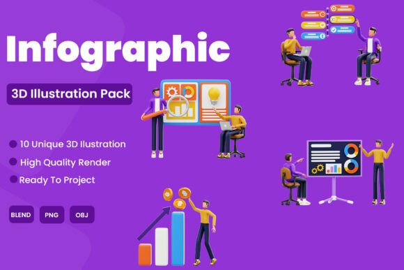 Infographic 3D Illustration Pack: Elevating Visual Communication with Depth and Clarity
