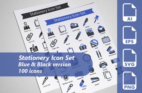 Stationery Icon Set: 100 Icons for Polished Design Projects
